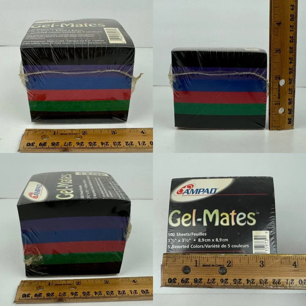 Vtg 1999 Sealed Ampad Gel Mates 500 Sheets Cube Note Pad 5 Diff Colors Y2K READ‎